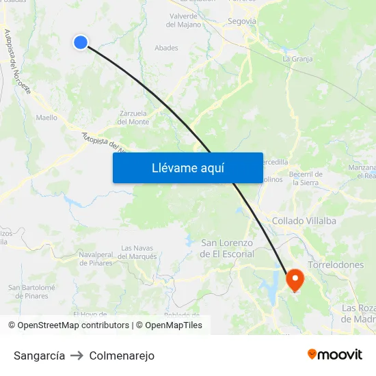Sangarcía to Colmenarejo map
