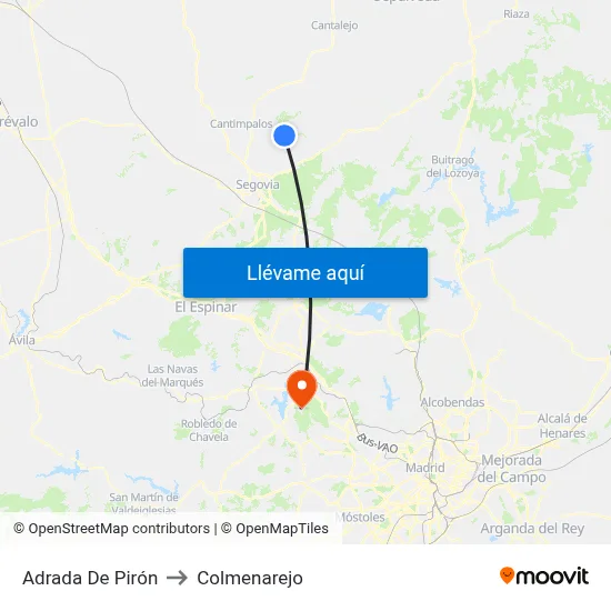 Adrada De Pirón to Colmenarejo map