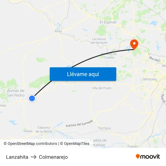 Lanzahíta to Colmenarejo map