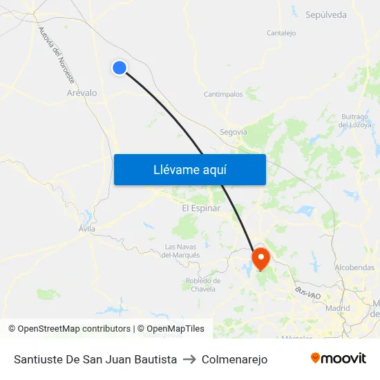 Santiuste De San Juan Bautista to Colmenarejo map