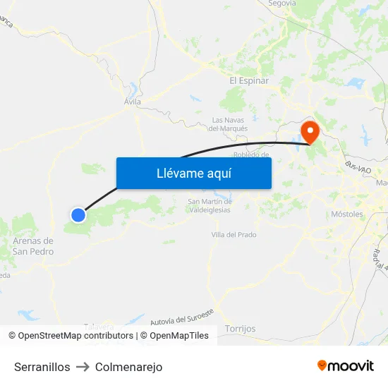 Serranillos to Colmenarejo map