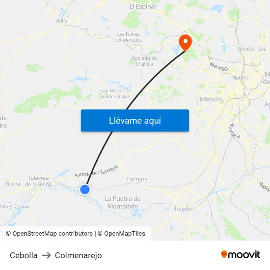 Cebolla to Colmenarejo map