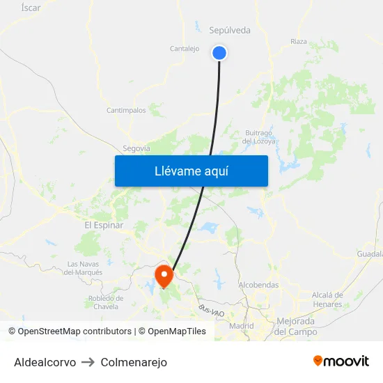 Aldealcorvo to Colmenarejo map