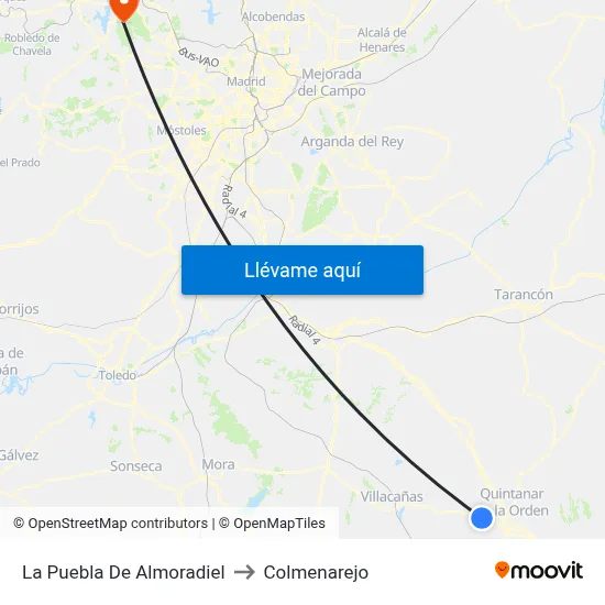 La Puebla De Almoradiel to Colmenarejo map