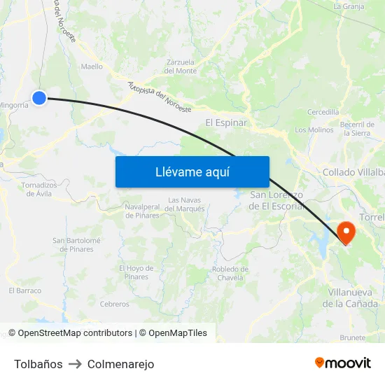 Tolbaños to Colmenarejo map