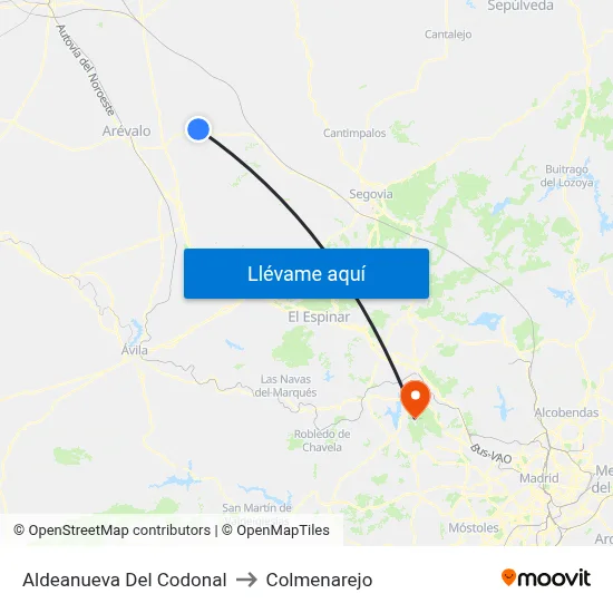 Aldeanueva Del Codonal to Colmenarejo map