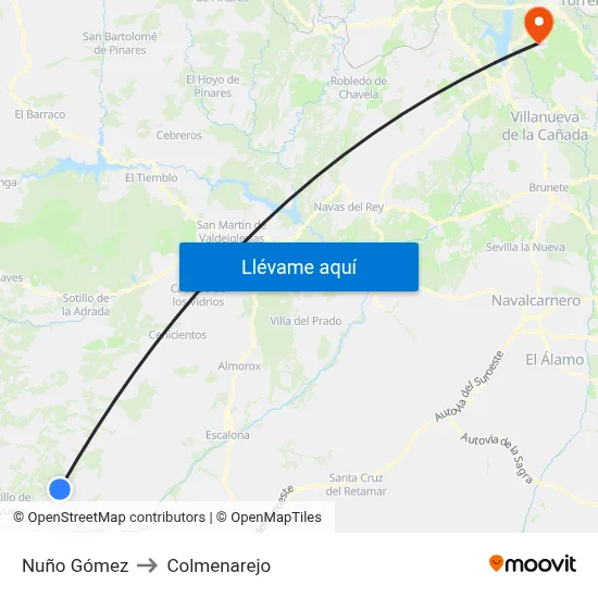 Nuño Gómez to Colmenarejo map