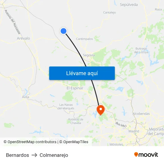 Bernardos to Colmenarejo map
