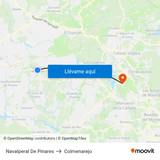 Navalperal De Pinares to Colmenarejo map