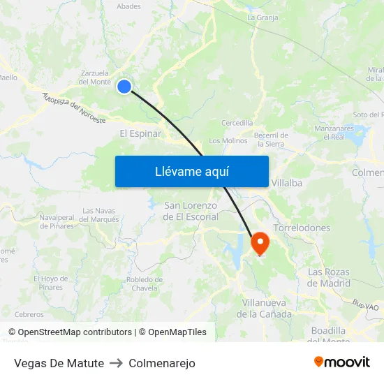 Vegas De Matute to Colmenarejo map