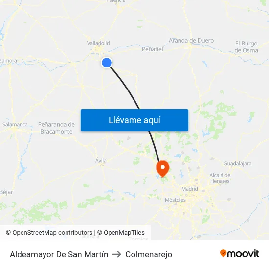 Aldeamayor De San Martín to Colmenarejo map