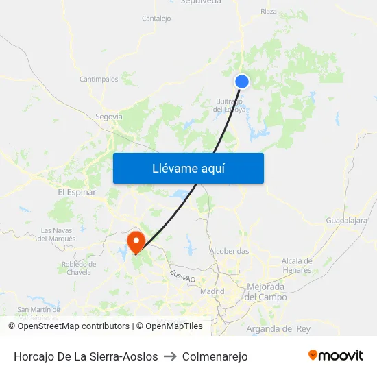 Horcajo De La Sierra-Aoslos to Colmenarejo map