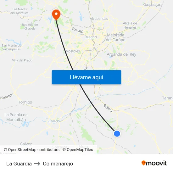 La Guardia to Colmenarejo map