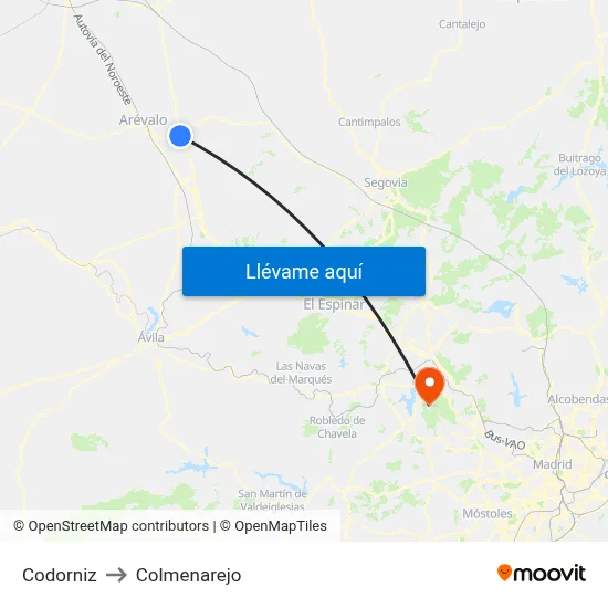 Codorniz to Colmenarejo map