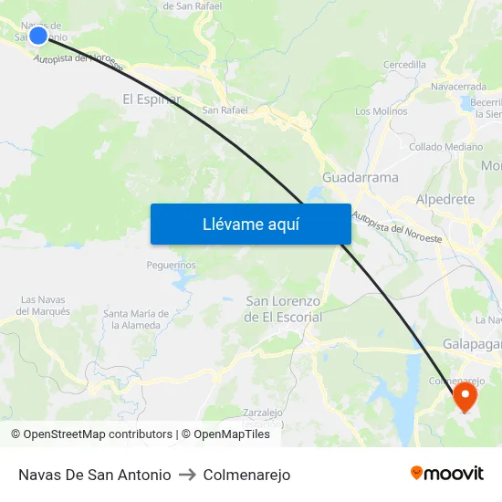 Navas De San Antonio to Colmenarejo map