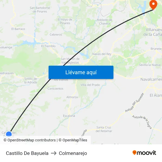 Castillo De Bayuela to Colmenarejo map