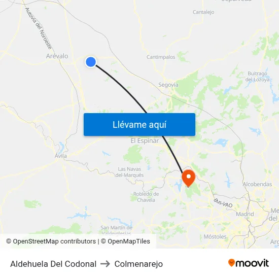 Aldehuela Del Codonal to Colmenarejo map