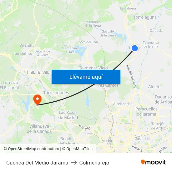 Cuenca Del Medio Jarama to Colmenarejo map