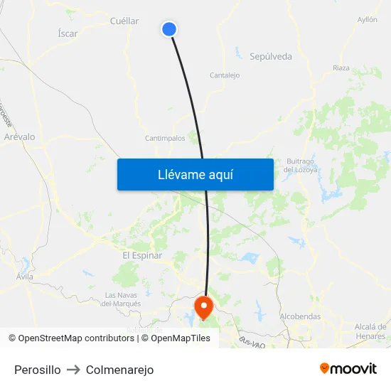 Perosillo to Colmenarejo map
