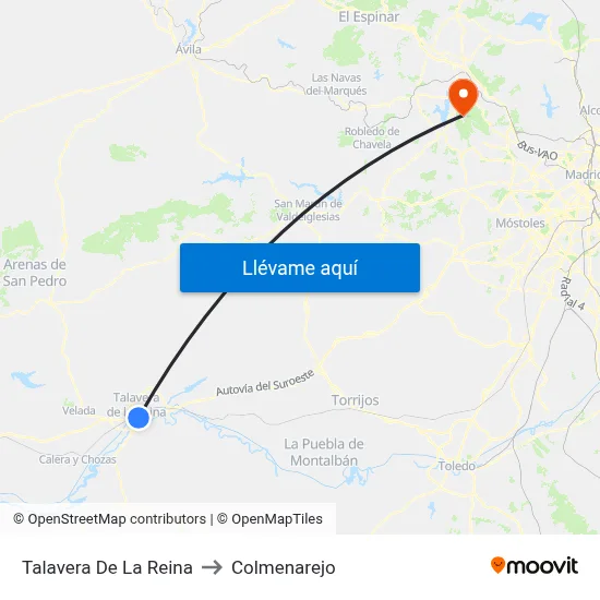 Talavera De La Reina to Colmenarejo map
