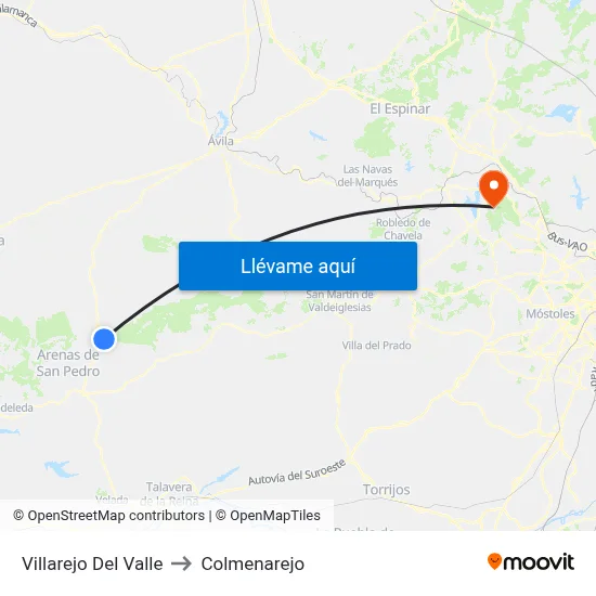 Villarejo Del Valle to Colmenarejo map