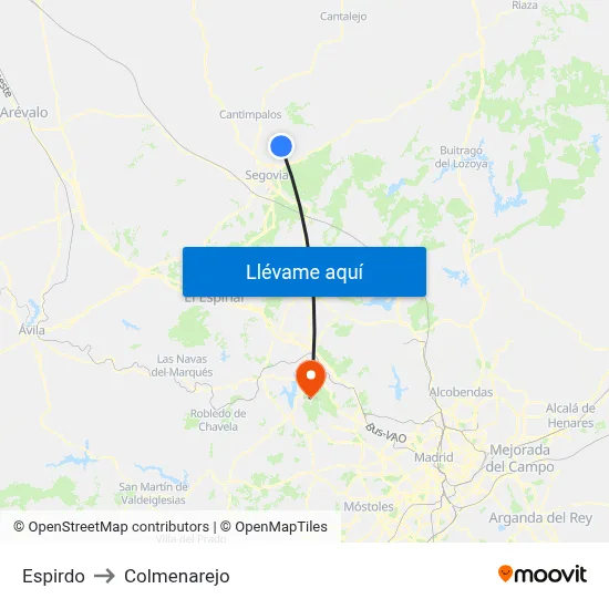 Espirdo to Colmenarejo map