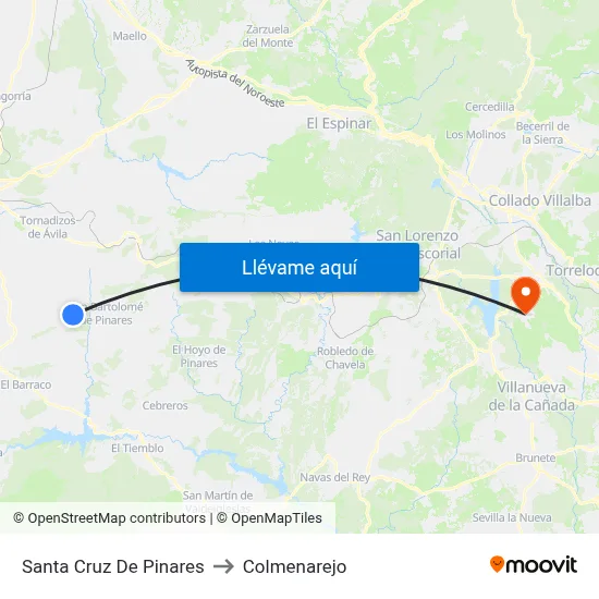 Santa Cruz De Pinares to Colmenarejo map