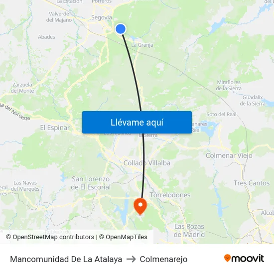 Mancomunidad De La Atalaya to Colmenarejo map
