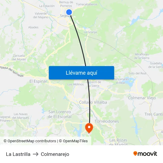 La Lastrilla to Colmenarejo map