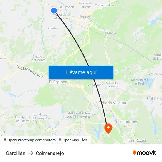 Garcillán to Colmenarejo map