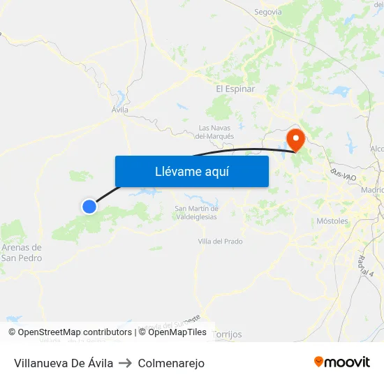 Villanueva De Ávila to Colmenarejo map