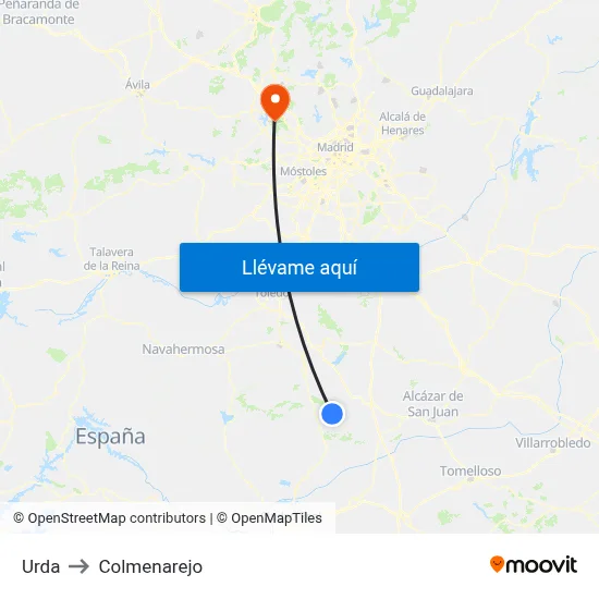 Urda to Colmenarejo map