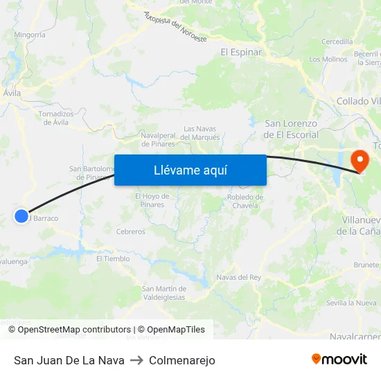 San Juan De La Nava to Colmenarejo map