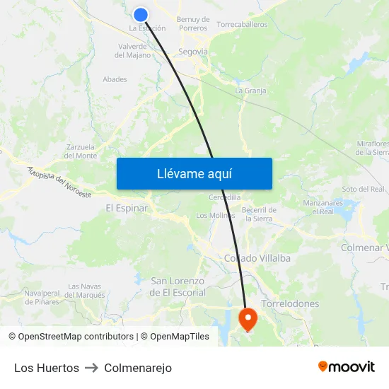 Los Huertos to Colmenarejo map