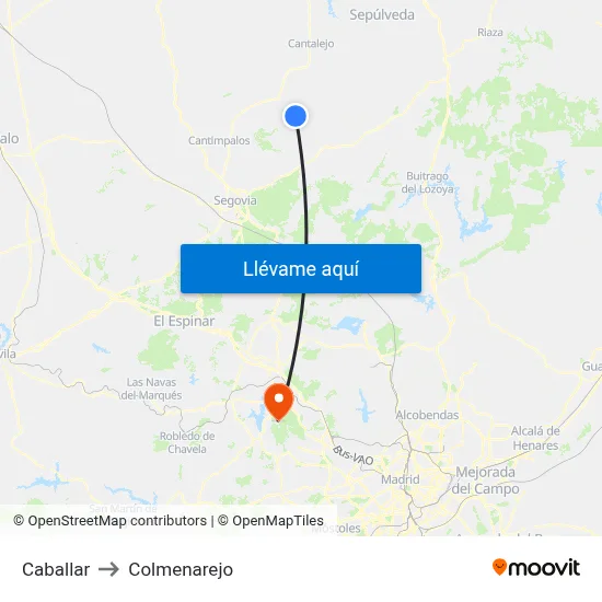 Caballar to Colmenarejo map