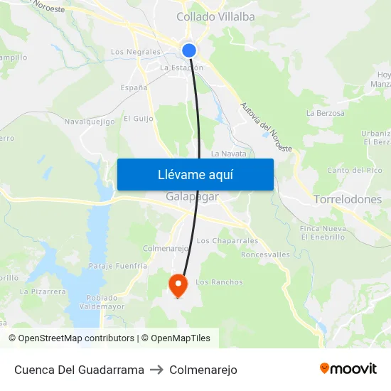 Cuenca Del Guadarrama to Colmenarejo map