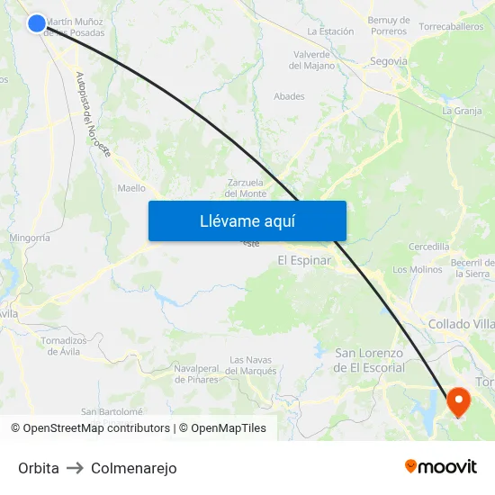 Orbita to Colmenarejo map