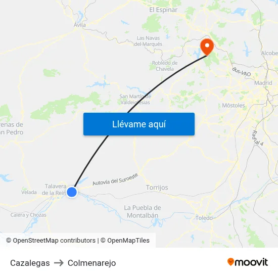 Cazalegas to Colmenarejo map