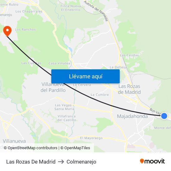Las Rozas De Madrid to Colmenarejo map