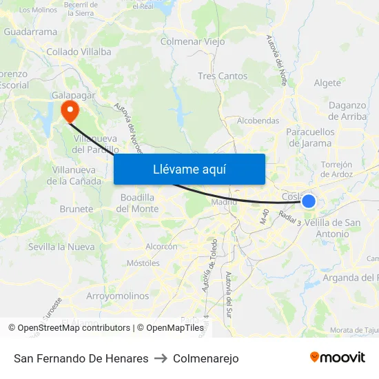 San Fernando De Henares to Colmenarejo map