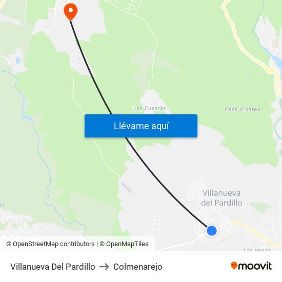 Villanueva Del Pardillo to Colmenarejo map