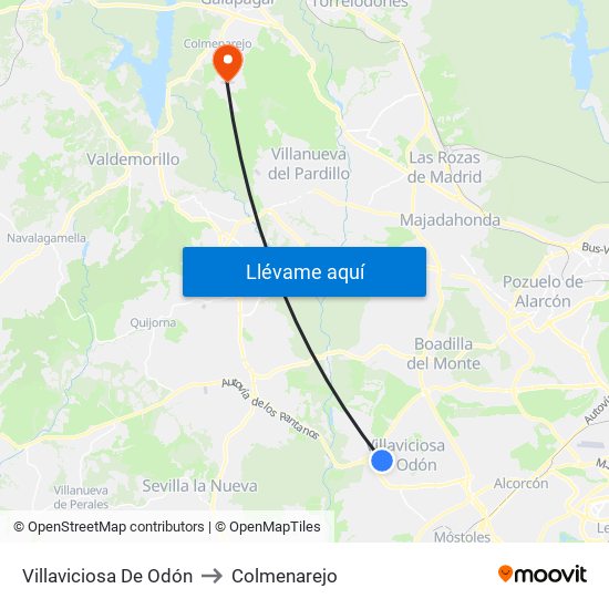 Villaviciosa De Odón to Colmenarejo map