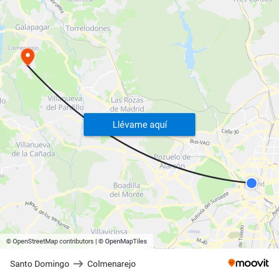 Santo Domingo to Colmenarejo map