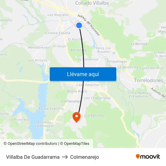 Villalba De Guadarrama to Colmenarejo map