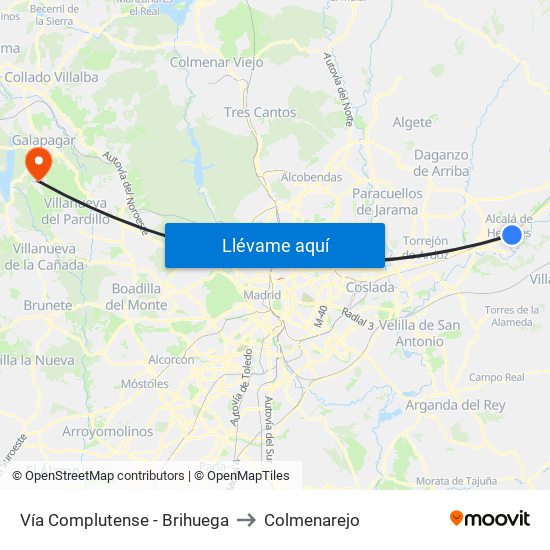 Vía Complutense - Brihuega to Colmenarejo map