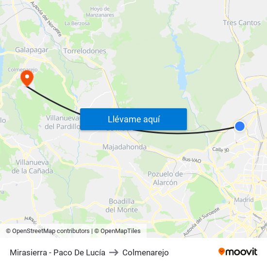 Mirasierra - Paco De Lucía to Colmenarejo map