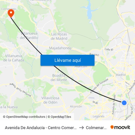 Avenida De Andalucía - Centro Comercial to Colmenarejo map