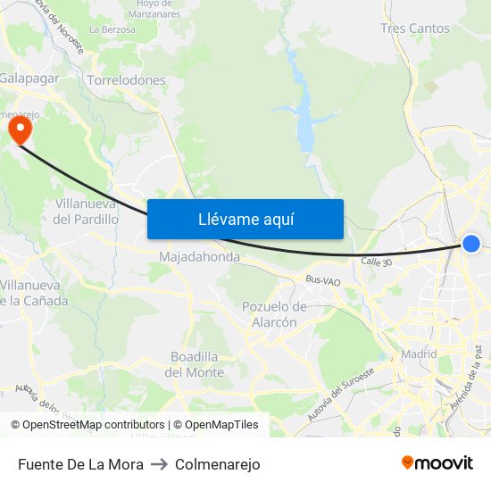 Fuente De La Mora to Colmenarejo map