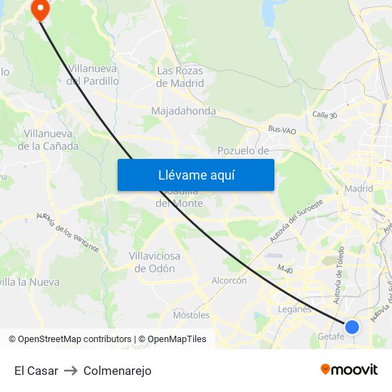 El Casar to Colmenarejo map