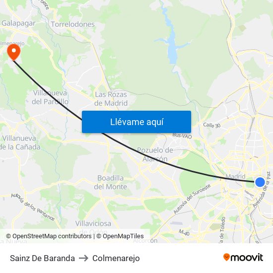 Sainz De Baranda to Colmenarejo map